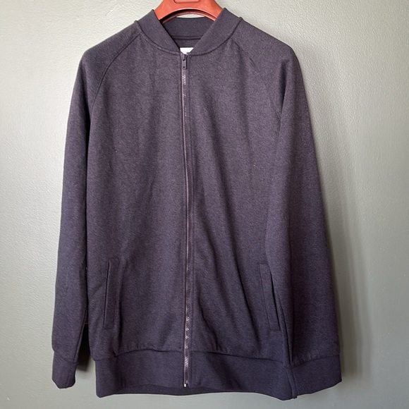 Men’s new Sz L charcoal grey casual sweatshirt fleece turtleneck zip up sweater - Picture 1 of 10